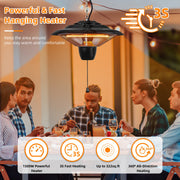 1500W Outdoor Hanging Patio Heater Ultra-Quiet Electric Heating Lamp IP23 Waterproof 2 Heating Levels Overheating Protection Ceiling Mounted Outdoor H