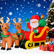 8FT Inflatable Santa Sleigh with Reindeer & LED Lights