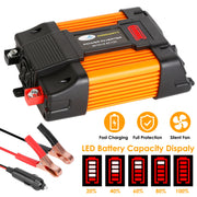 500W Continuous Power Inverter DC 12V To AC 110V Car 4000w Peak Power Inverter w/ Dual 5V 2.1A USB Ports For RV Caravan Truck Laptop