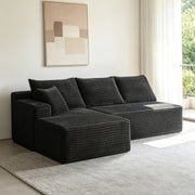 96" L-Shaped Sectional Sofa with Chaise in Plush Corduroy