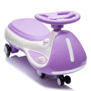12V Kids Electric Wiggle Ride On Car, 2-in-1 Battery Powered Twist Car with Wireless Music, Controllable LED Lights & Fl