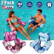2 Pack Inflatable Pool Floats for Adult Inflatable Hammocks Floating Lounge Chairs for Party Summer Water Beach Lake Fun