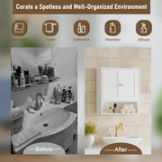 Wall Mounted Bathroom Cabinet with Adjustable Shelf & Doors