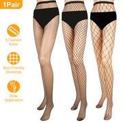 Women Fishnet Tights Sexy High Waist Fishnet Pantyhose Stretchy Mesh Hollow Out Tights Stockings w/ Small Medium Large Hole Choices