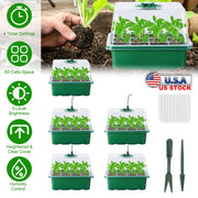 5Packs Seed Starter Tray With Grow Light Humidity Dome Germination Kit with 5-Level Brightness 4 Timers for Indoor Greenhouse