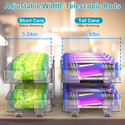 2Pack Adjustable Soda Can Organizers 2-Tier Pop Can Holders Beverage Dispensers For Fridge Pantry Cabinet 7¼ Slope Auto Rolling