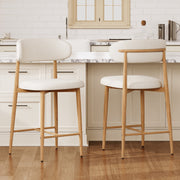 Counter Height Bar Stools Set of 2 with Curved Backrest