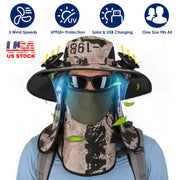 Solar Fan Hat with UPF50+ Sun Protection and Neck Flap