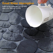 2 Pcs/Set Bathroom Rugs Luxury Flannel Non-Slip Bathroom Rugs Set Soft Pebbles Shower Absorbent Carpet U-Shaped Toilet Mat Washable for Bathroom Entra