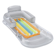 59in Inflatable Pool Float Raft with Headrest Armrest Cupholder Swimming Pool Lounge Air Mat Chair