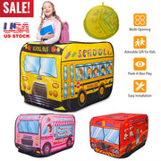 Kids Play Tent Foldable Pop Up School Bus Tent Portable Children Baby Play House W/ Carry Bag For Indoor Outdoor Use