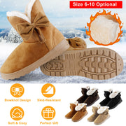 Women's Women's Snow Boots Super Soft Fabric Mid-Calf Winter Shoes Thickened Plush Warm Lining Shoes with  Anti-Slip Rubber Base Bowknot