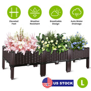 Outdoor Raised Garden Bed with Legs Elevated Planter Box with Self-watering System for Garden Patio Balcony Vegetables Flowers Herbs PP Plastic Box Ea
