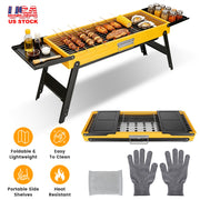 Portable Folding Charcoal Grill with Side Shelves