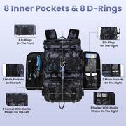 Fishing Backpack 42L with Rod Holders & 16 Pockets