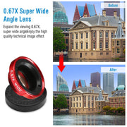 Phone Camera Lens Kit Magnetic 180¡Fisheye Lens 0.67xWide Angle 10X Macro Lens for iPhone X /8/7/6s Samsung Galaxy S10/S9