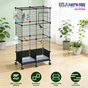 46-Inch Bird Cage with Wooden Perches and Lockable Wheels
