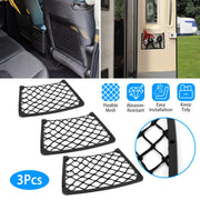 3Pcs Mesh Pockets Seat Side Back Wallet Phone Storage Net Bag Framed Stretch Car Bus Organizer Holder For Auto RV SUV Boat