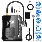 150PSI Cordless Tire Inflator with Car Charger Digital Air Compressor with LED Light Emergency Power Bank for Cars Motorcycles Bicycles Balls