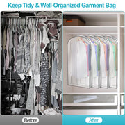 5 Pack 60In Garment Bag for Hanging Clothes Dustproof Waterproof Hanging Clothes Storage Bag Clear Transparent Suits Cover for Sweater Jacket Coat Dre