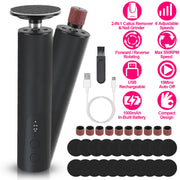 Electric Foot Callus Remover 2 in 1 Rechargeable Foot File Nail Grinder Dead Skin Pedicure Tool Machine with 2 Grinding Heads Total 30Pcs Replaceable