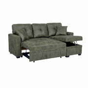 Sleeper Sofa with Pull-Out Bed, L-Shaped Sectional Couch with Reversible Chaise and Storage, Foil Fabric Upholstered Sof