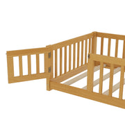 Montessori Floor Bed with Safety Guardrails - Pine Wood