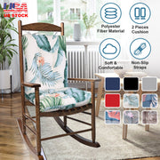 2Pcs Rocking Chair Cushion Upper And Lower Back And Seat Sets with Non-Slip Ties Polyester Fiber Filling Comfortable for Indoor Home Office Car
