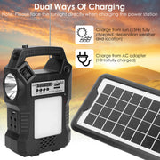 Portable Solar Power Station Rechargeable Backup Power Bank w/Flashlight 3 Lighting Bulbs For Camping Outage Garden Lamp